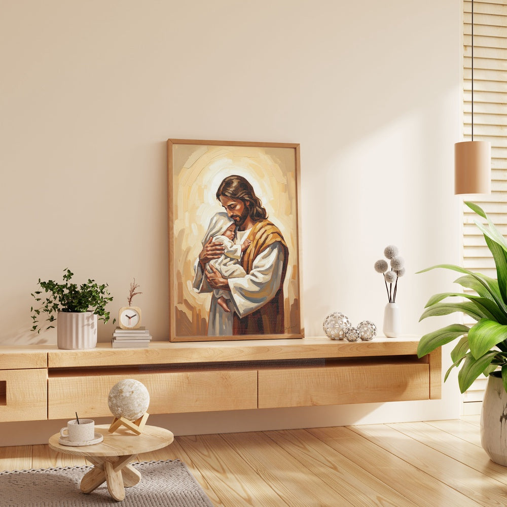 Safe in His Arms, Christian Canvas Wall Art, Christmas Gift Ideas, Christian Home Decor, Ciaocustom