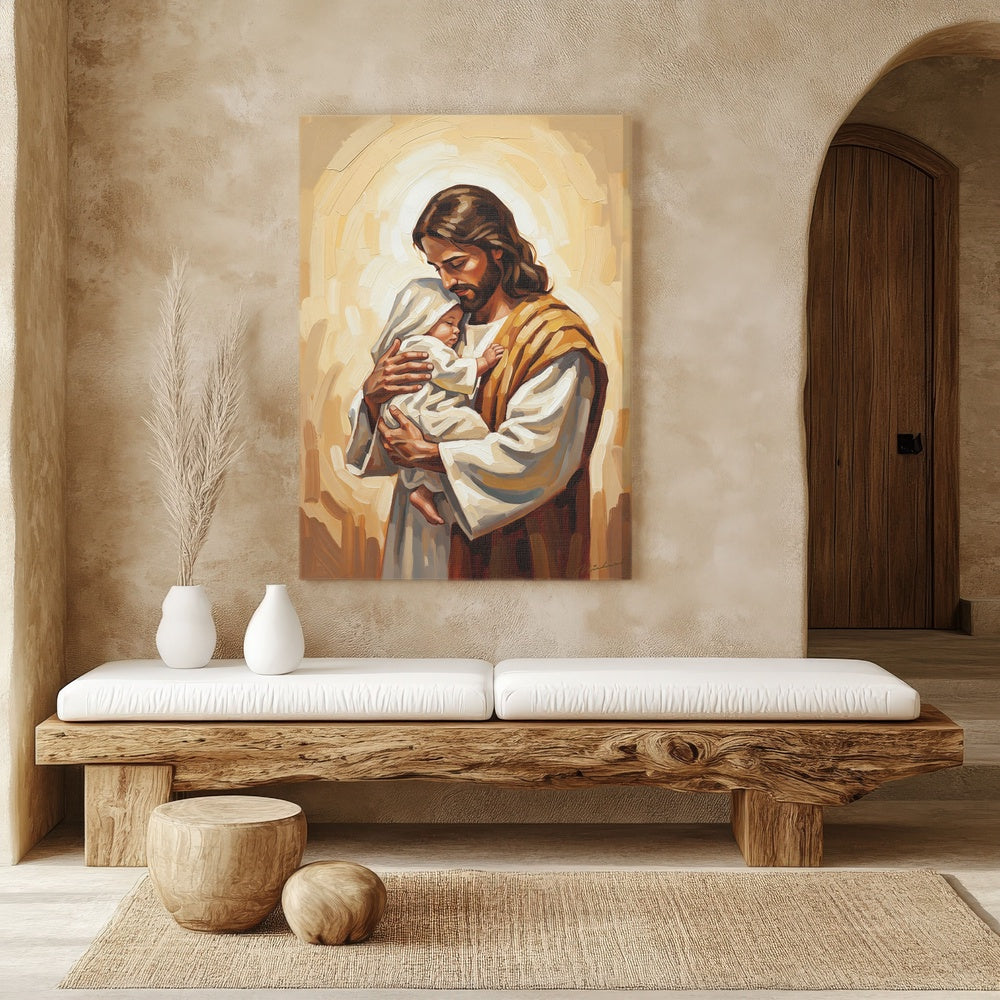 Safe in His Arms, Christian Canvas Wall Art, Christmas Gift Ideas, Christian Home Decor, Ciaocustom