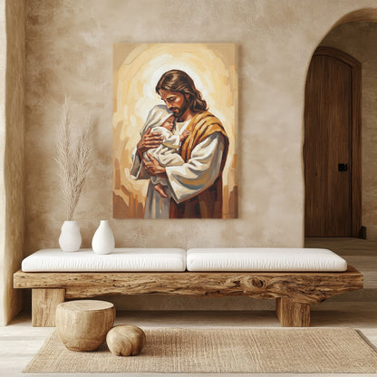 Safe in His Arms, Christian Canvas Wall Art, Christmas Gift Ideas, Christian Home Decor, Ciaocustom