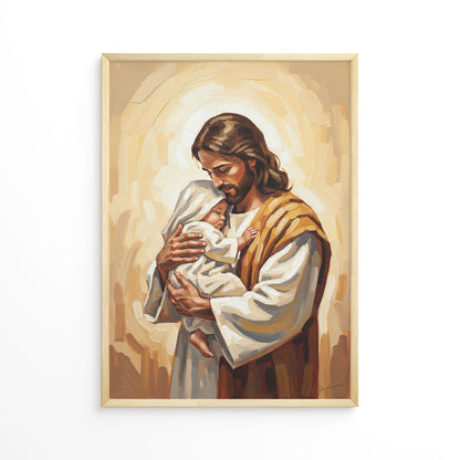 Safe in His Arms, Christian Canvas Wall Art, Christmas Gift Ideas, Christian Home Decor, Ciaocustom