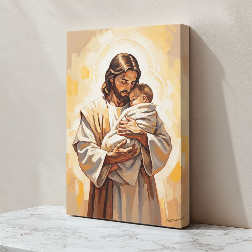 Safe in His Arms II, Christian Canvas Wall Art, Christmas Gift Ideas, Christian Home Decor, Ciaocustom