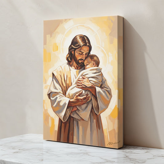 Safe in His Arms II, Christian Canvas Wall Art, Christmas Gift Ideas, Christian Home Decor, Ciaocustom