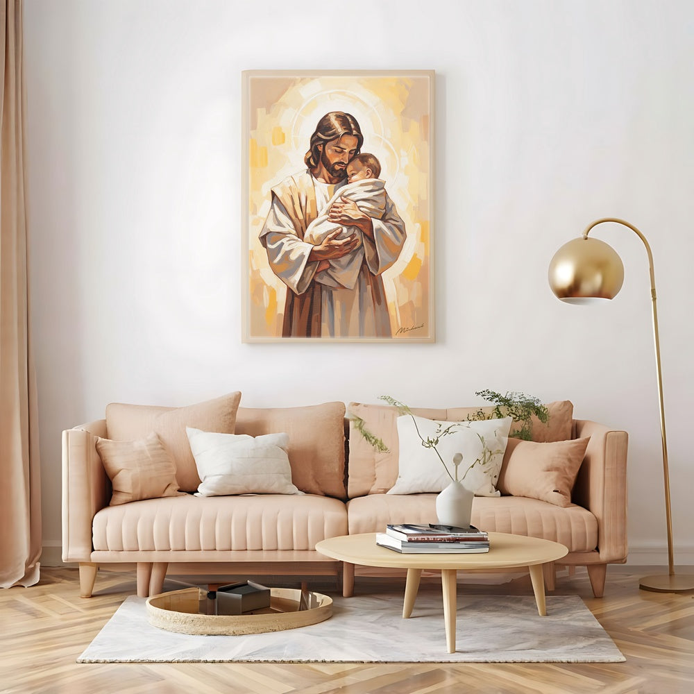 Safe in His Arms II, Christian Canvas Wall Art, Christmas Gift Ideas, Christian Home Decor, Ciaocustom