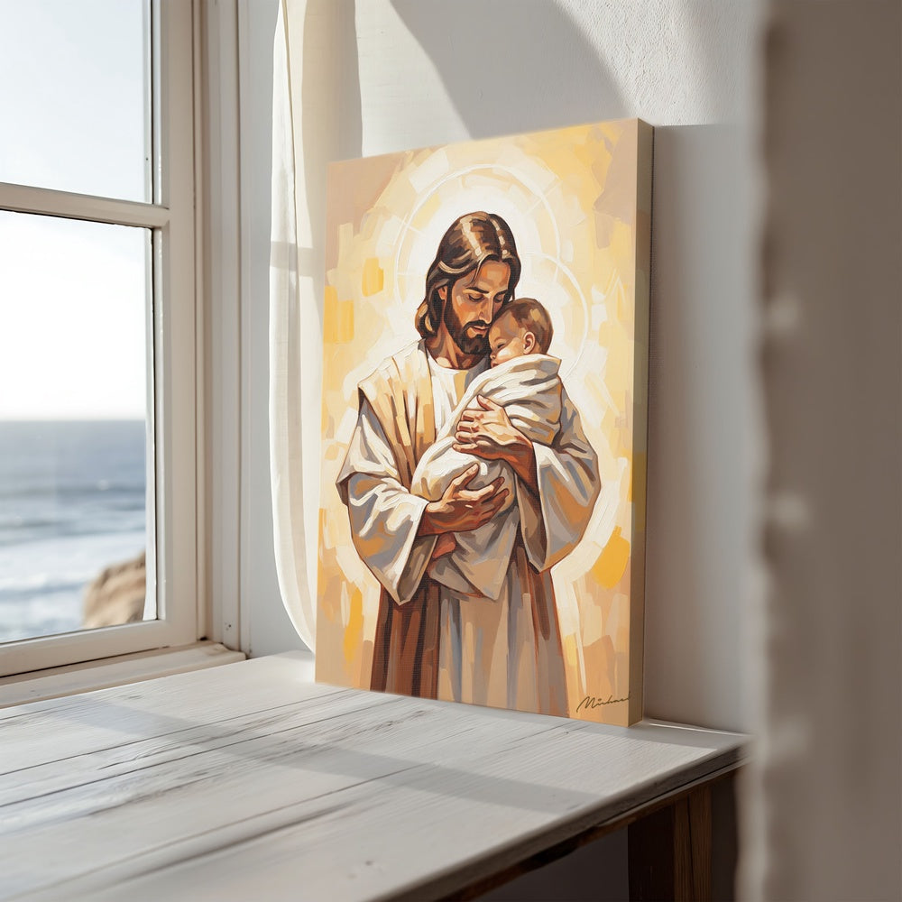 Safe in His Arms II, Christian Canvas Wall Art, Christmas Gift Ideas, Christian Home Decor, Ciaocustom