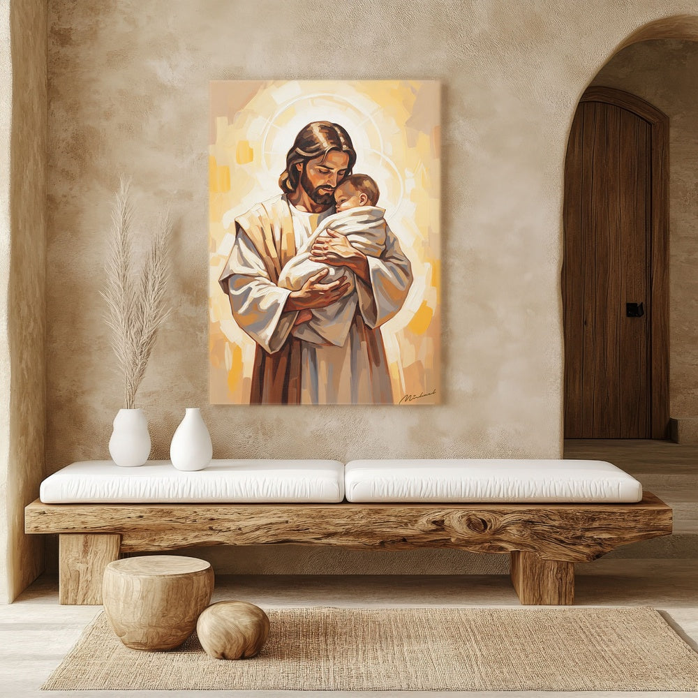 Safe in His Arms II, Christian Canvas Wall Art, Christmas Gift Ideas, Christian Home Decor, Ciaocustom