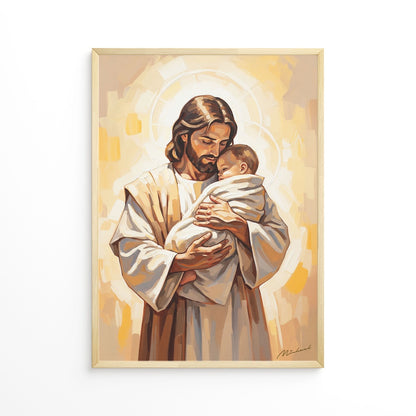 Safe in His Arms II, Christian Canvas Wall Art, Christmas Gift Ideas, Christian Home Decor, Ciaocustom