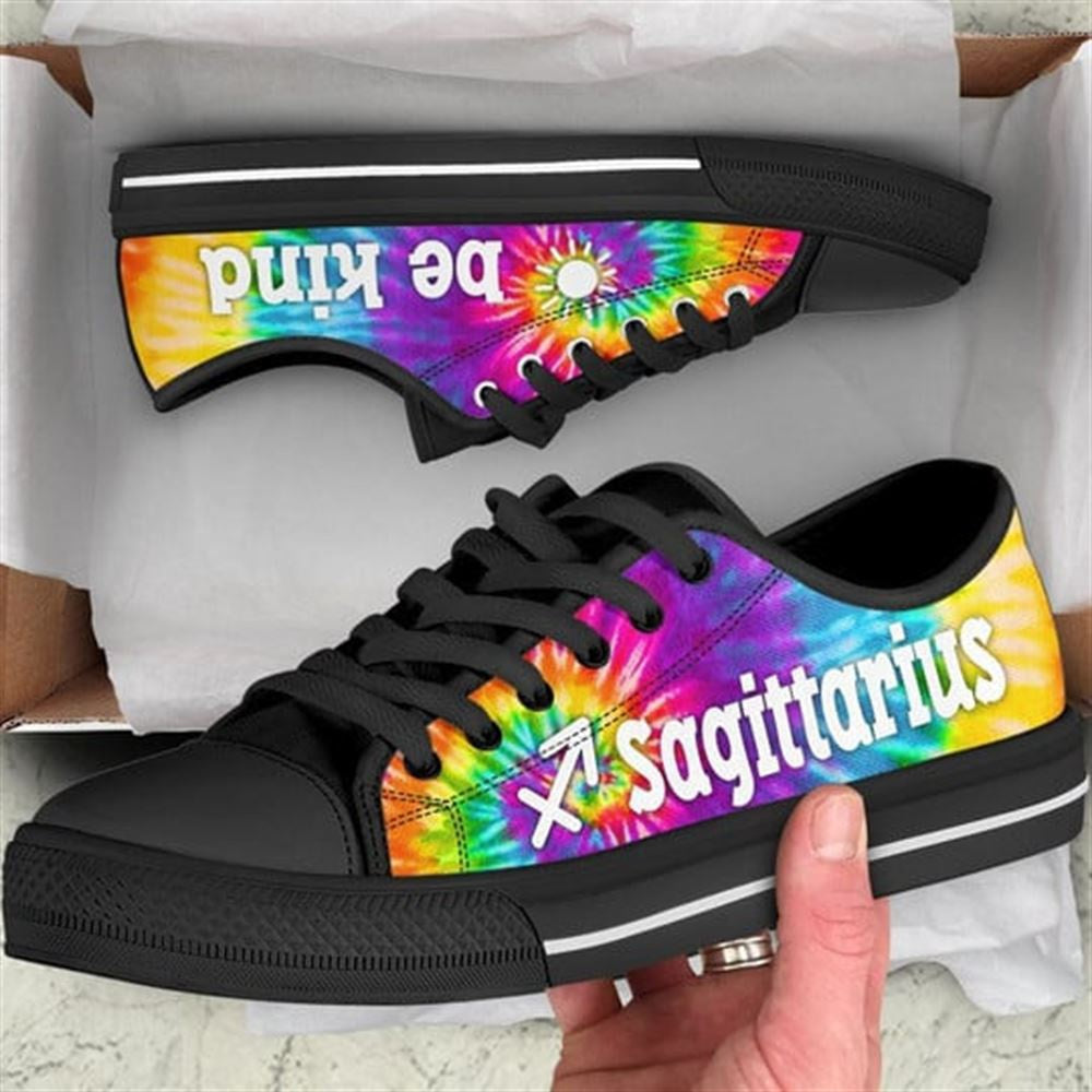 Sagittarius Bekind Tie Dye Canvas Low Top Shoes, Low Top Sneaker, Low Top Canvas Shoes
