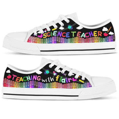 School Science Teacher Teaching With Flair Low Top Shoes, Teacher Shoes, Low Top Sneakers