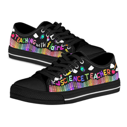 School Science Teacher Teaching With Flair Low Top Shoes, Teacher Shoes, Low Top Sneakers