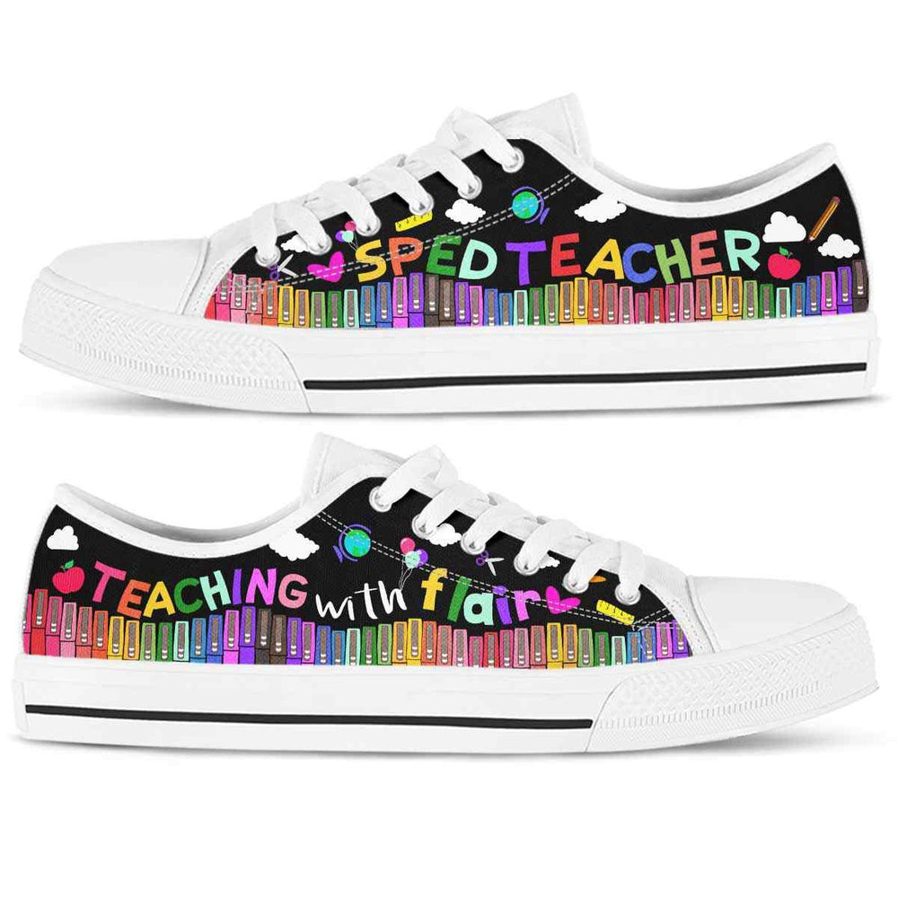 School Sped Teacher Teaching With Flair Low Top Shoes, Teacher Shoes, Low Top Sneakers