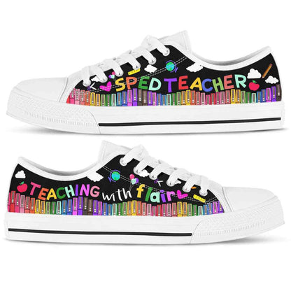 School Sped Teacher Teaching With Flair Low Top Shoes, Teacher Shoes, Low Top Sneakers