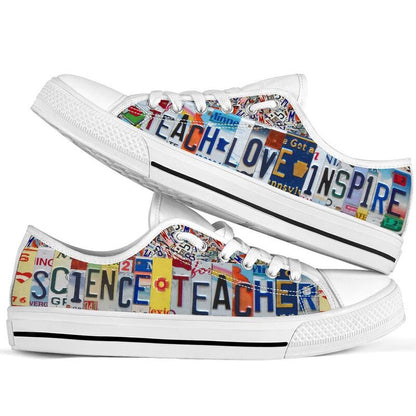 Science Teacher License Plates Low Top Shoes, Teacher Shoes, Low Top Sneakers