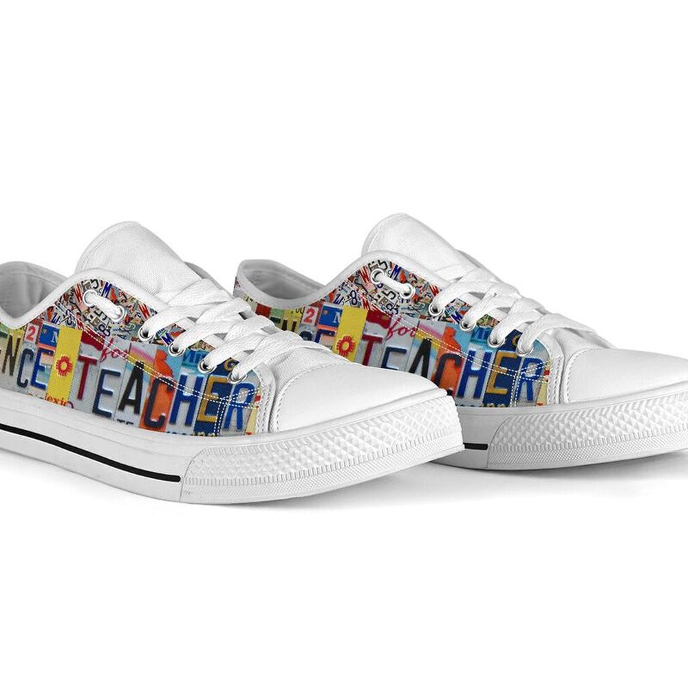 Science Teacher License Plates Low Top Shoes, Teacher Shoes, Low Top Sneakers