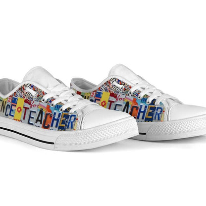 Science Teacher License Plates Low Top Shoes, Teacher Shoes, Low Top Sneakers