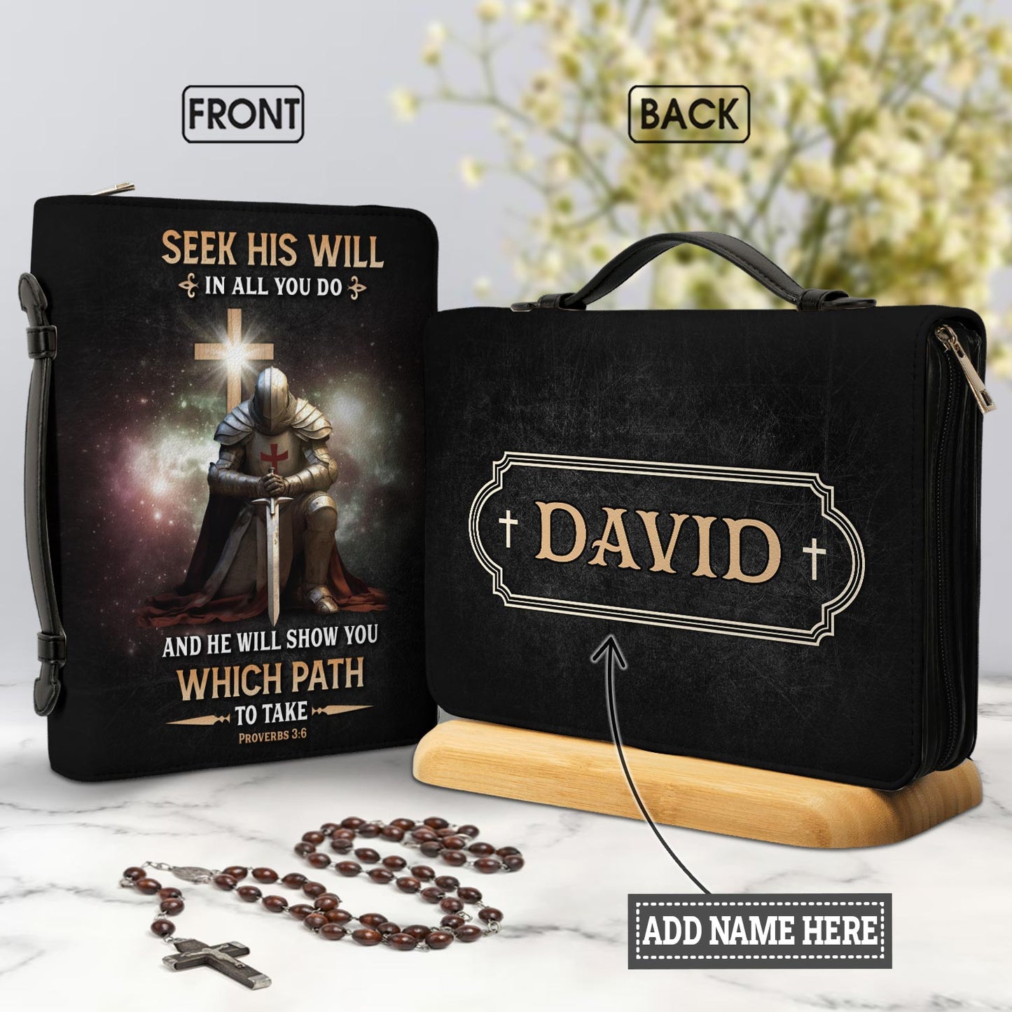 Seek His Will In All You Do And He Will Show You Which Path To Take Proverbs 3 6 Knights Templar Personalized Bible Cover