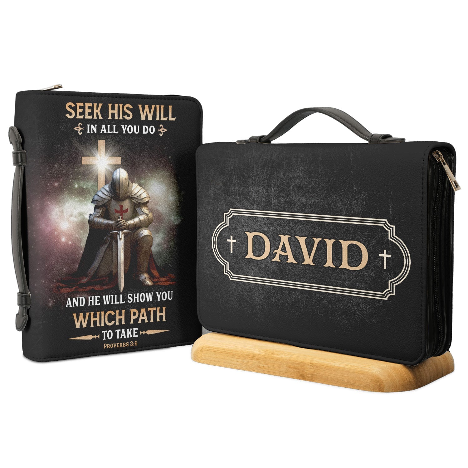 Seek His Will In All You Do And He Will Show You Which Path To Take Proverbs 3 6 Knights Templar Personalized Bible Cover