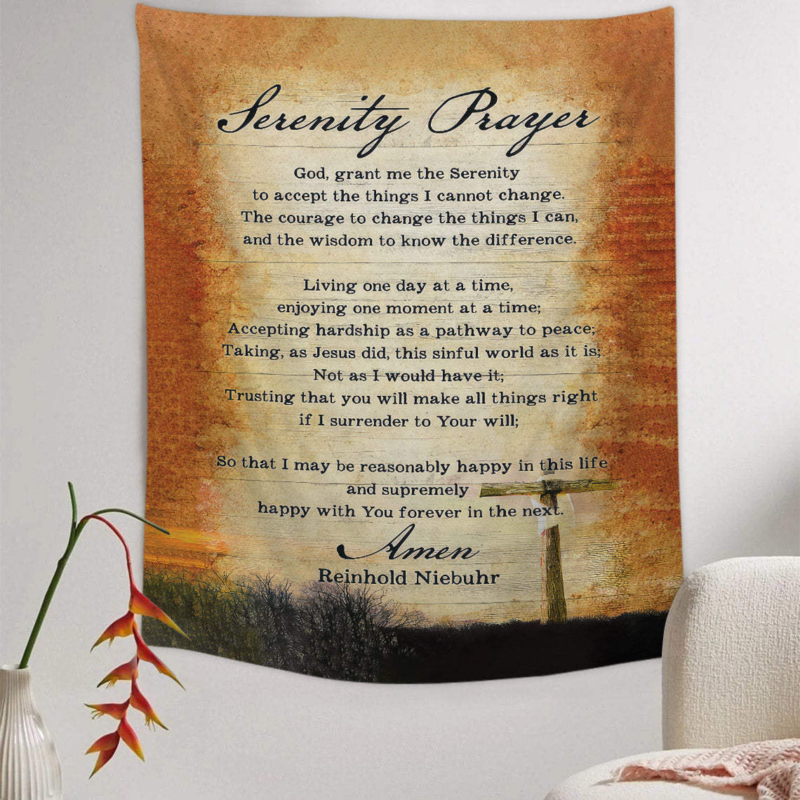 Serenity Prayer Tapestry - Christian Tapestry - Bible Verse Tapestry
