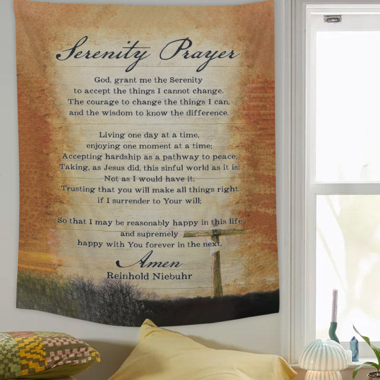 Serenity Prayer Tapestry - Christian Tapestry - Bible Verse Tapestry