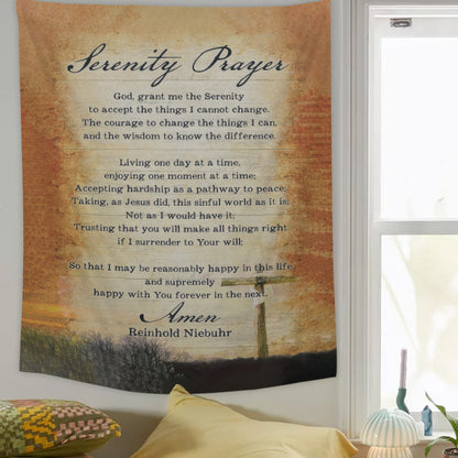 Serenity Prayer Tapestry - Christian Tapestry - Bible Verse Tapestry