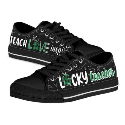 Shamrock Lucky Teacher Flower Low Top Shoes, Teacher Shoes, Low Top Sneakers