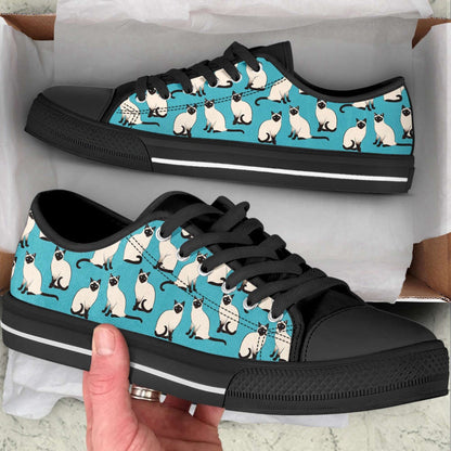 Siamese Cat Lover Shoes - Cat Pattern Low Top Canvas Shoes - Trendy Fashion, Cat Canvas Shoes