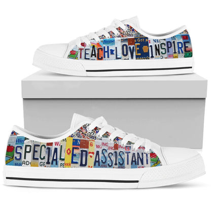 Special Ed Assistant Inspire License Plates Low Top Shoes, Teacher Shoes, Low Top Sneakers