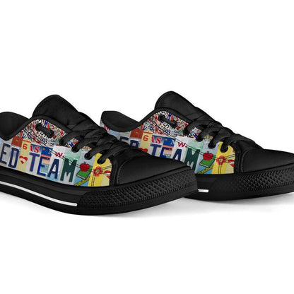 Sped Team License Plates Low Top Black Shoes, Teacher Shoes, Low Top Sneakers