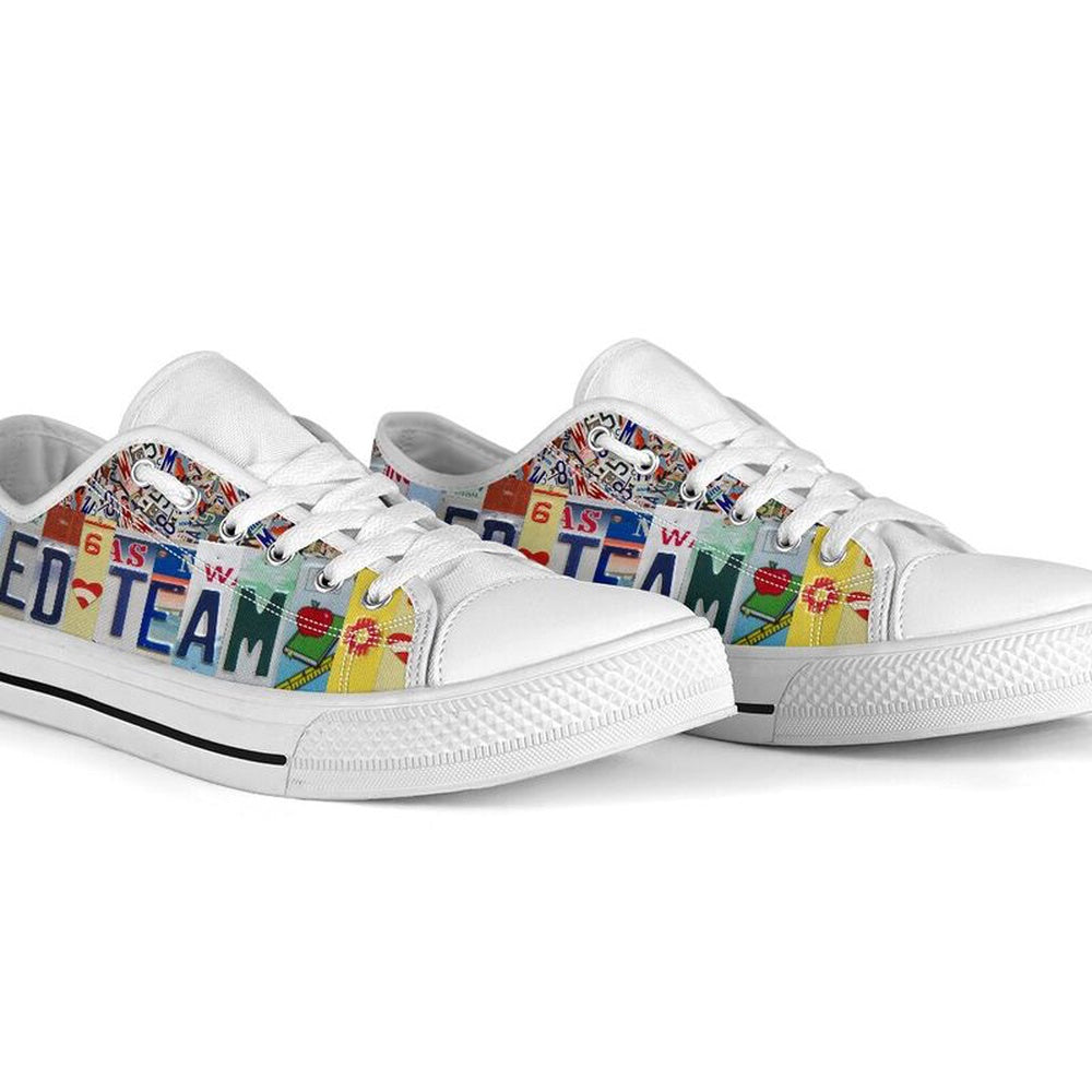 Sped Team License Plates Low Top Shoes, Teacher Shoes, Low Top Sneakers