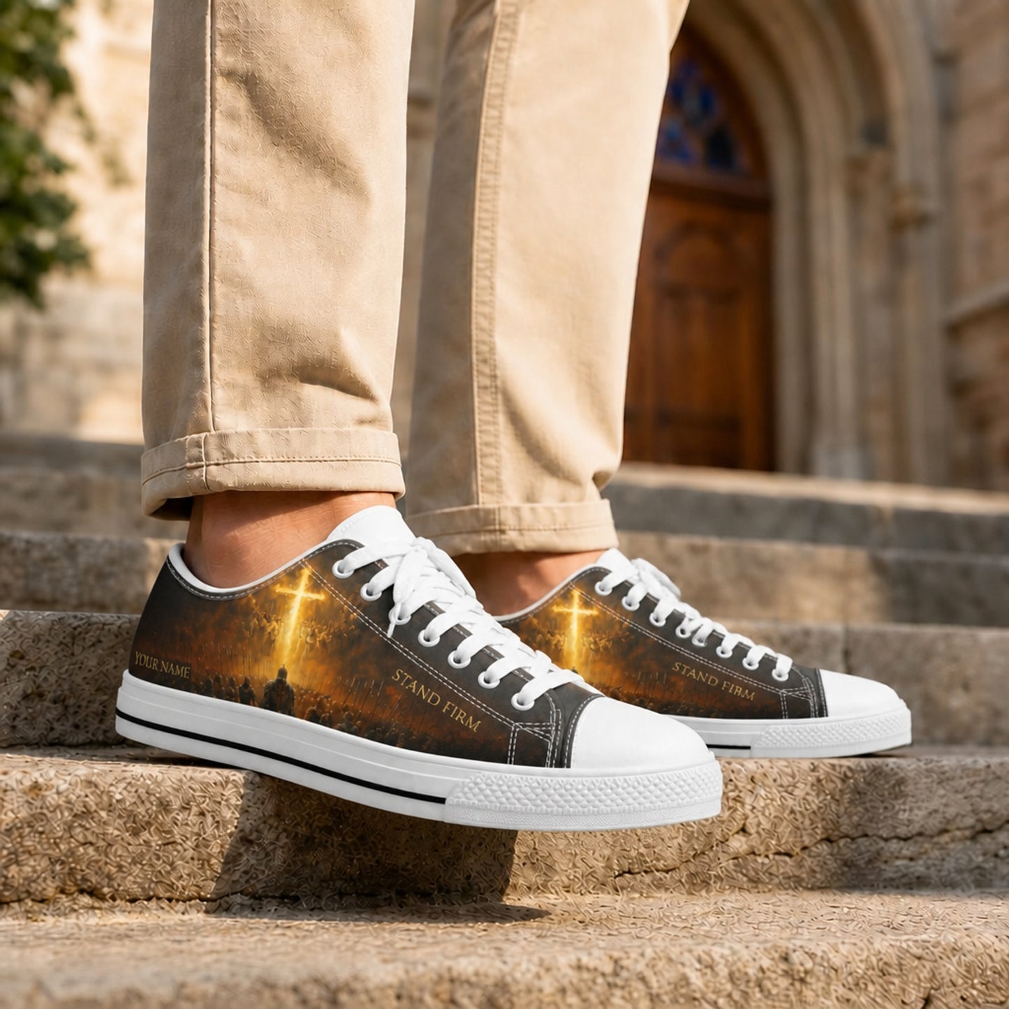 Stand Firm Cross Graphic Low Top Shoes Life style      