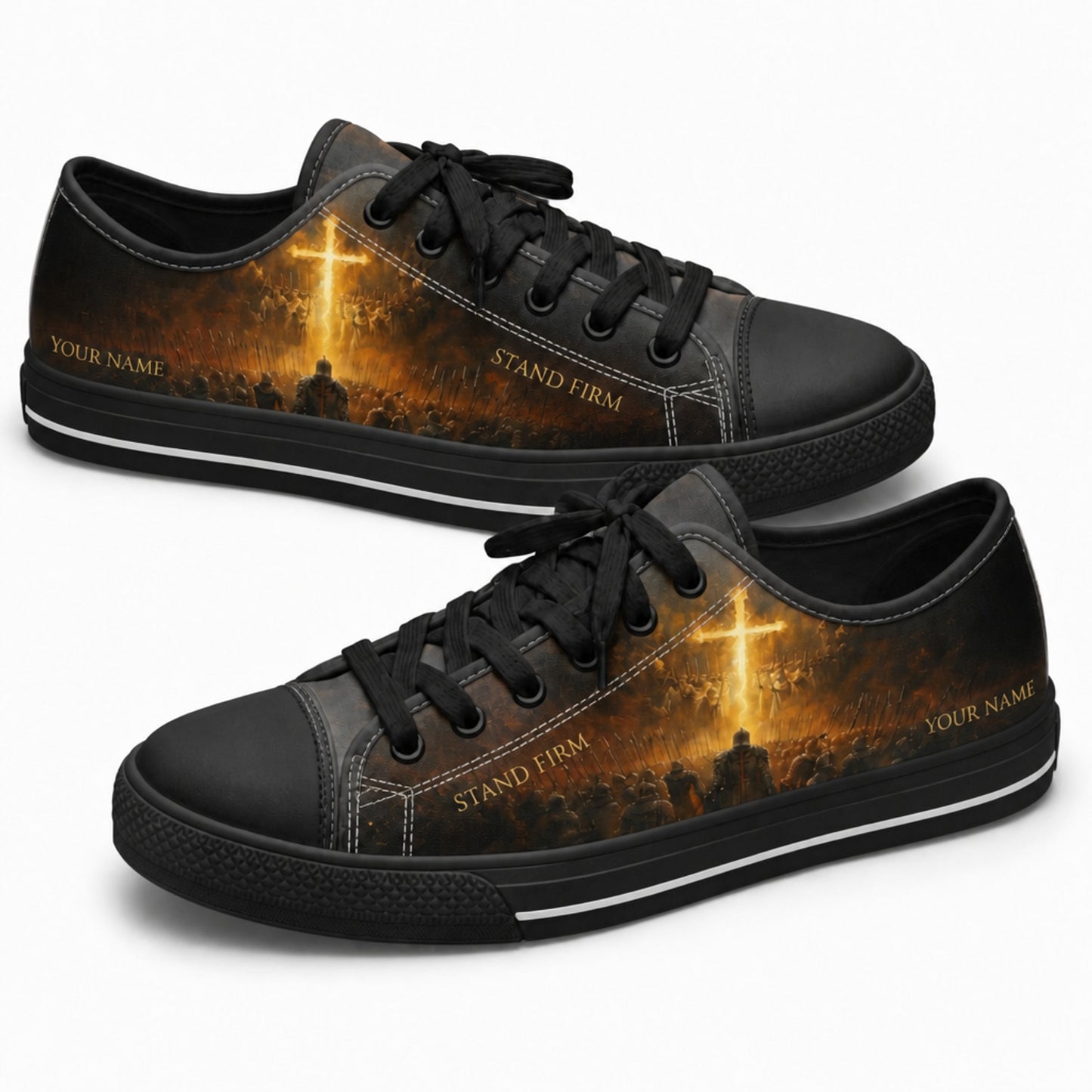 Stand Firm Cross Graphic Low Top Shoes black shoes      