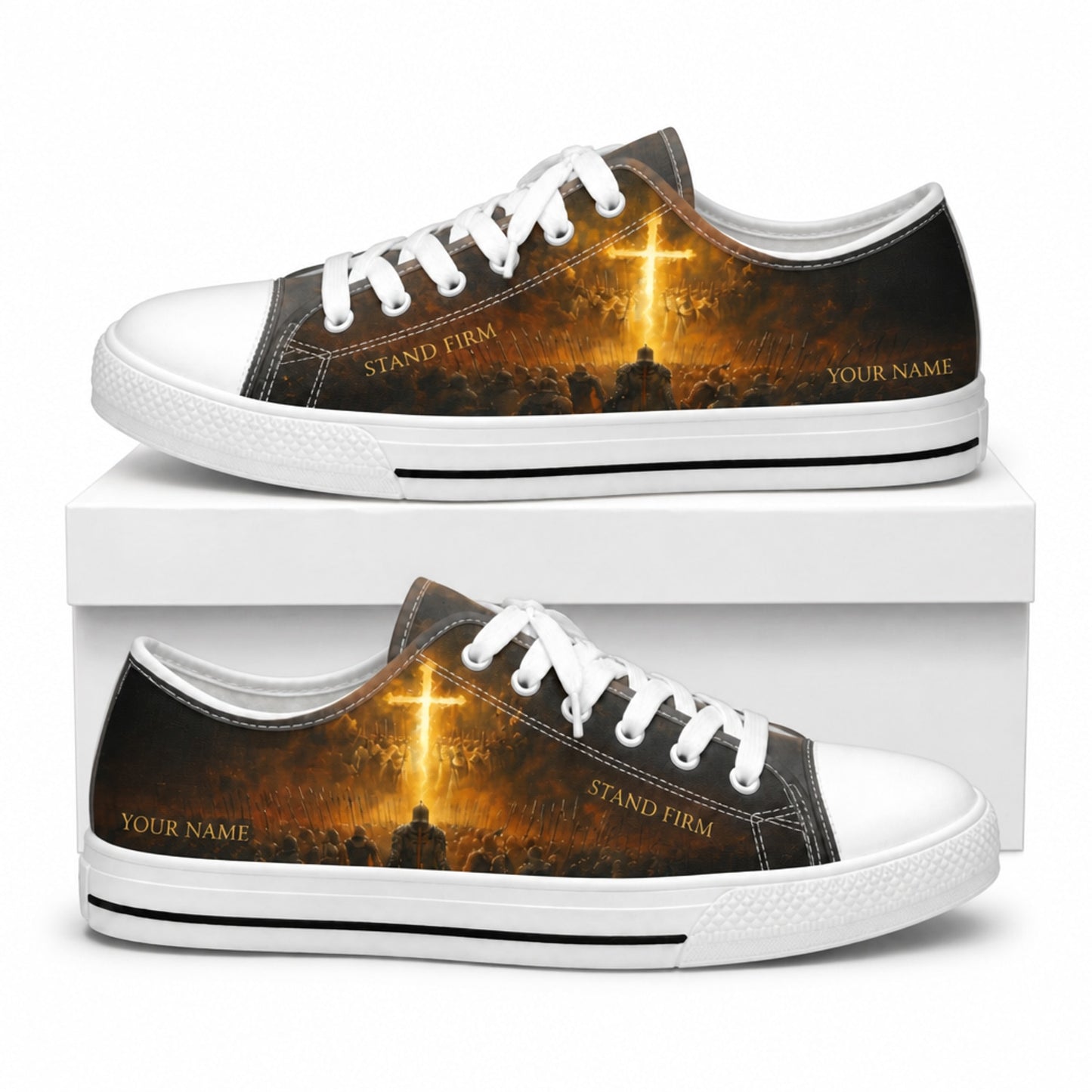 Stand Firm Cross Graphic Low Top Shoes box white      