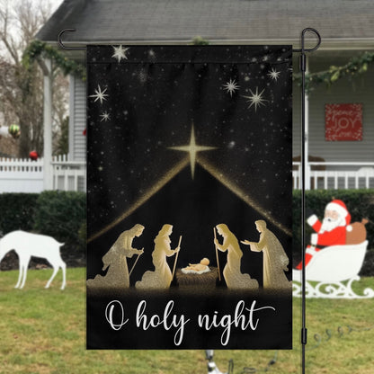 Starry Night Holy Night Nativity A Celebration Of The Birth Religious Christmas Garden Flag - Christian House Flag