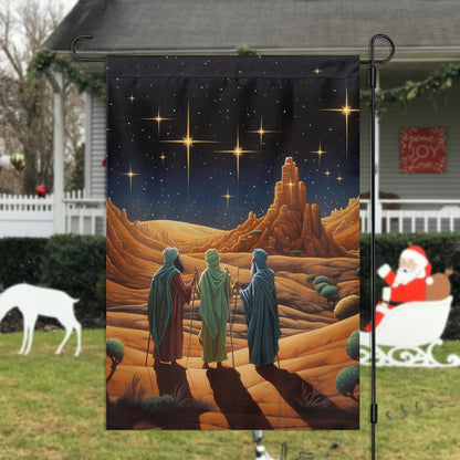 Starry Night Journey The Three Wise Men's Quest Christmas Garden Flag - Christian House Flag