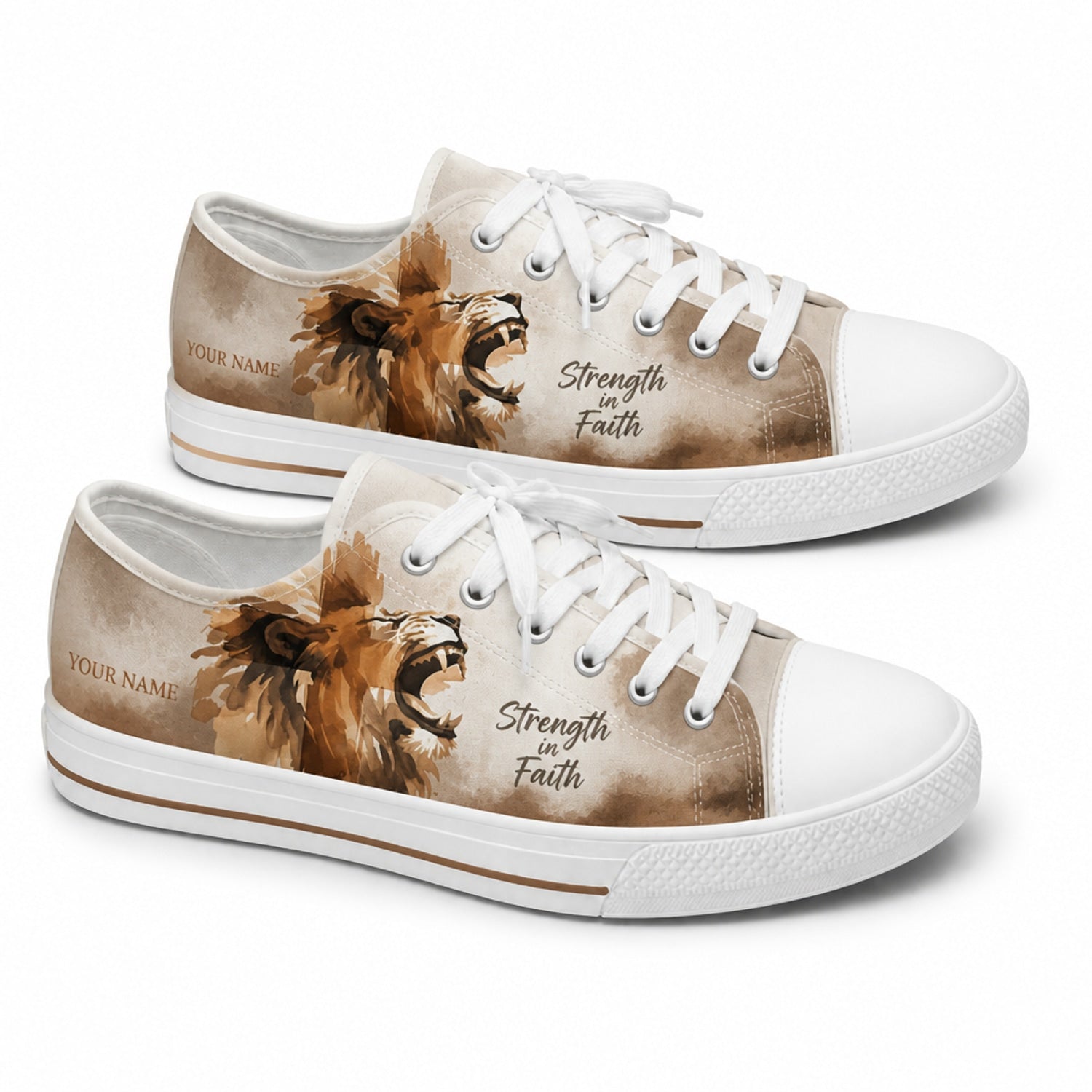 Strength In Faith Lion Graphic Personalized Low Top Shoes      