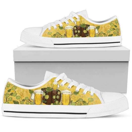 Stylish Beer Women S Low Top Shoes, Animal Print Canvas Shoes, Print On Canvas Shoes