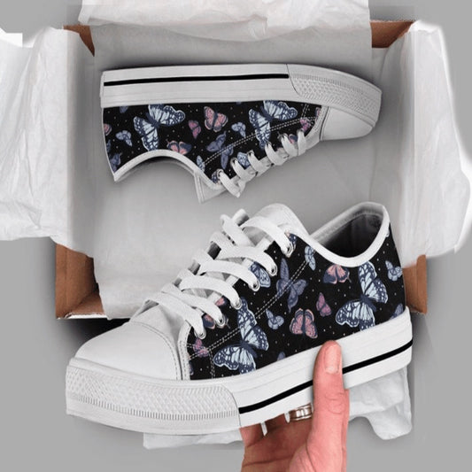 Stylish Butterfly Owls Low Top Shoes, Animal Print Canvas Shoes, Print On Canvas Shoes