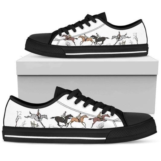 Stylish Horse Riding Women S Low Top Shoes, Animal Print Canvas Shoes, Print On Canvas Shoes