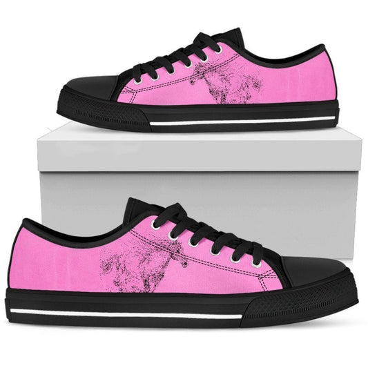 Stylish Pink Horse Women's Low Top Shoes, Animal Print Canvas Shoes, Print On Canvas Shoes