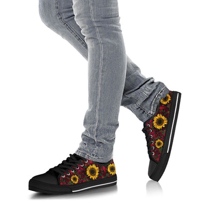 Stylish Sunflowers And Roses Low Top Shoes , Low Top Sneaker, Low Top Canvas Shoes