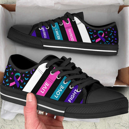 Stylish Thyroid Cancer Plaid Canvas Shoes - Perfect Unisex Gift, Breast Cancer Awareness Shoes