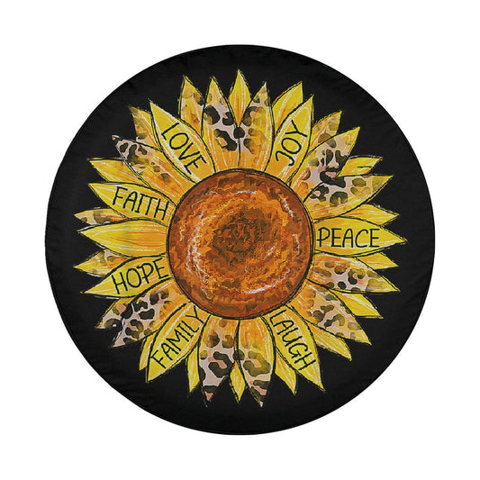 Sunflower Butterfly Faith Hope Love Spare Tire Cover - Bible Verse Tire Cover