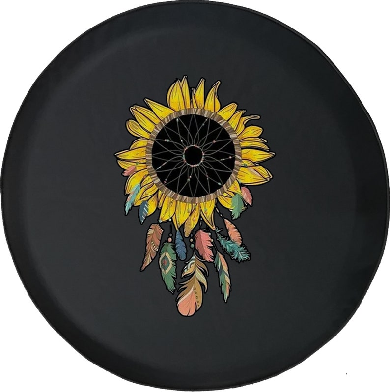 Sunflower Dream Catcher Dreams Flower Spare Tire Cover - Bible Verse Tire Cover