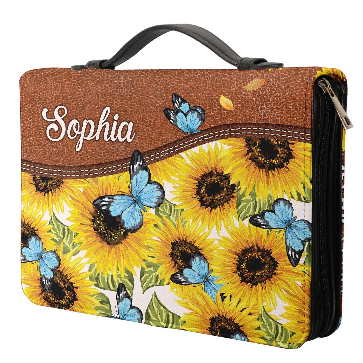 Sunflower I Can Only Imagine Butterfly Personalized Bible Cover - Christian Bible Covers For Women