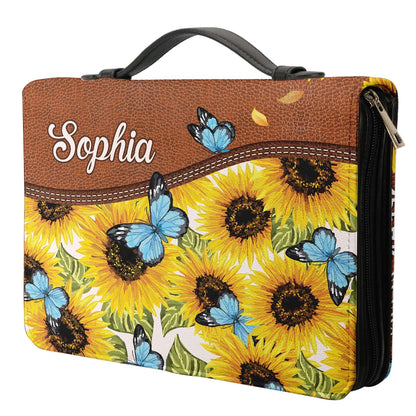 Sunflower I Can Only Imagine Butterfly Personalized Bible Cover - Christian Bible Covers For Women