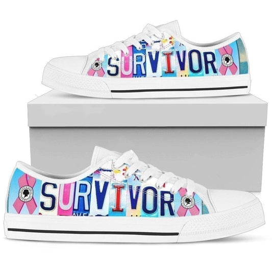 Survivor Breast Cancer Awareness Women's Sneaker Low Top Shoes, Breast Cancer Awareness Shoes