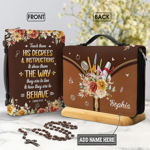Teach Them His Decrees And Instructions Exodus 1820 Personalized Bible Cover - Christian Bible Covers For Women