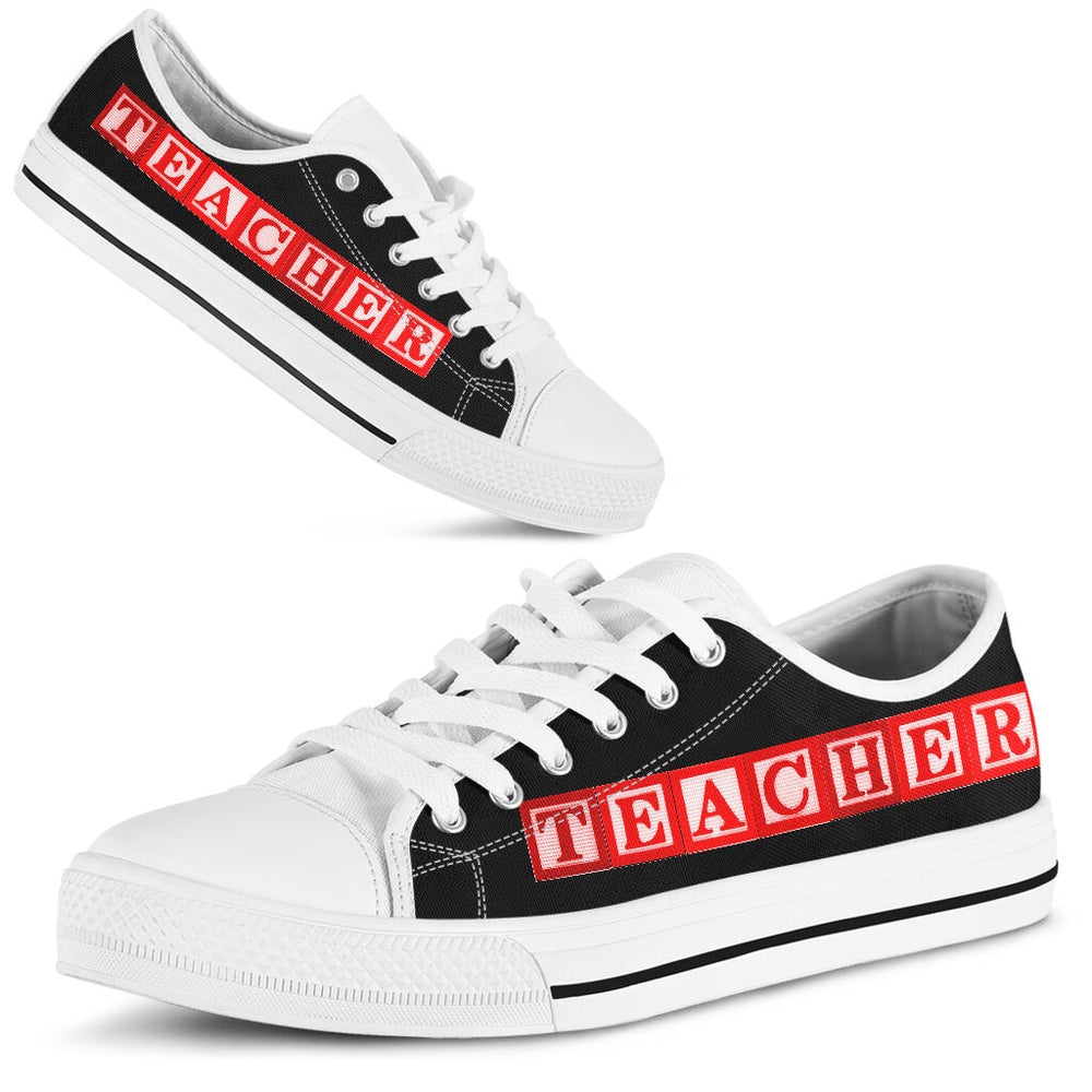 Teacher Al Wooden Red Black Shoes, Teacher Shoes, Low Top Sneakers