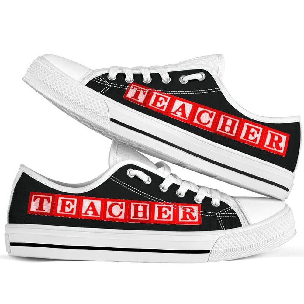 Teacher Al Wooden Red Black Shoes, Teacher Shoes, Low Top Sneakers