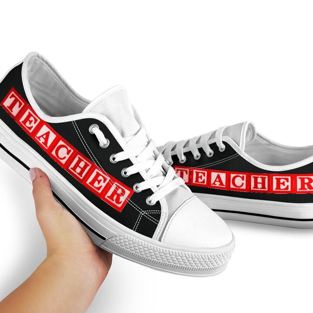 Teacher Al Wooden Red Black Shoes, Teacher Shoes, Low Top Sneakers