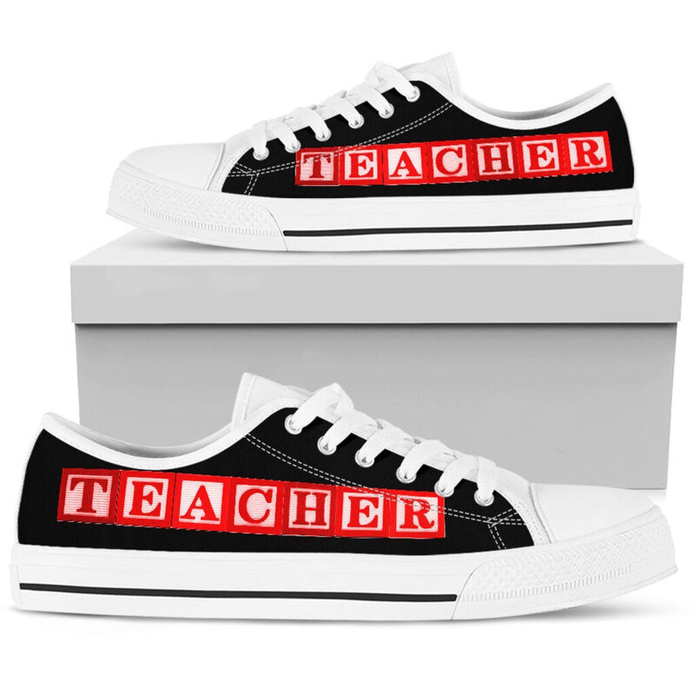 Teacher Al Wooden Red Black Shoes, Teacher Shoes, Low Top Sneakers